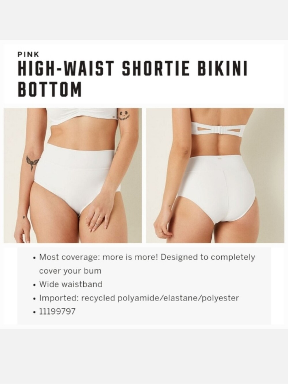 Victoria's secret pink high waist shortie bikini swim bottom WHITE MEDIUM